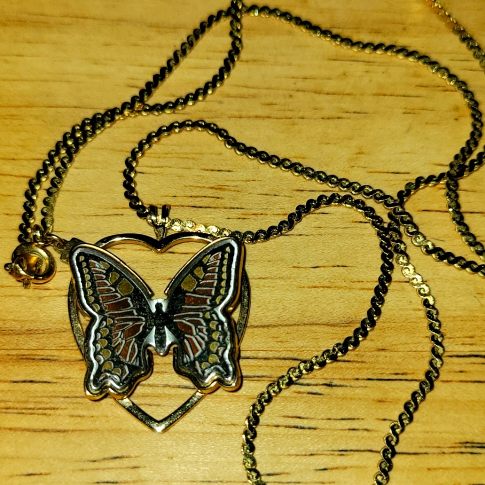 Reed & Barton Damascene Butterfly Pendant